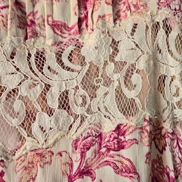 Free People Lucie Mini Dress Tie Open Back Lace Detail Puff Sleeves Size 0 - Picture 6 of 11